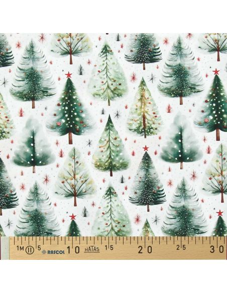 Tessuto popeline di cotone - Ivalo bianco e verde