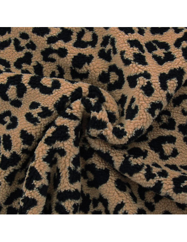Tessuto pelliccia bouclé Teddy - Leopardo