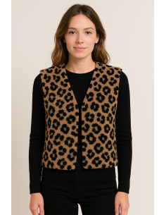 Tessuto pelliccia bouclé Teddy - Leopardo 2