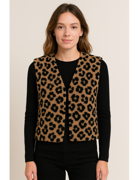 Tessuto pelliccia bouclé Teddy - Leopardo