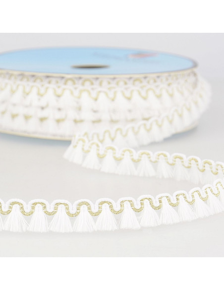 Gala frange lurex 12 mm - Bianco