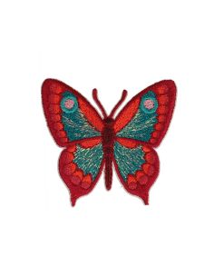 Toppa termoadesiva a forma di farfalla - Rosso e turchese