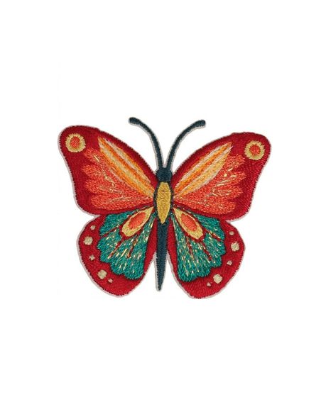Patch termoadesivo a forma di farfalla - Rosso, rosa e turchese