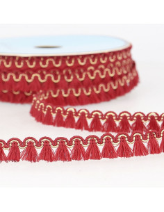 Gallone frange lurex 12 mm - Rosso Hermès