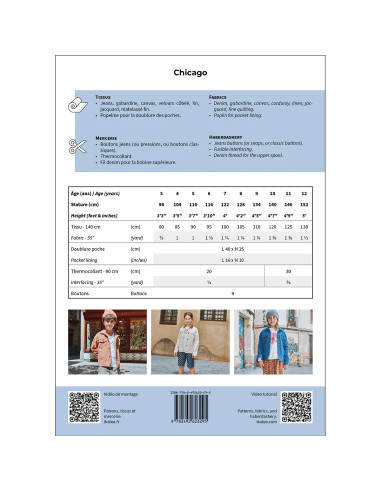 Modello di giacca per bambini Chicago - Ikatee