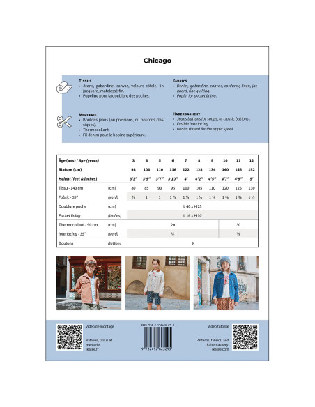 Modello di giacca per bambini Chicago - Ikatee