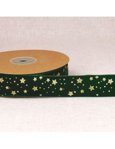 Nastro di velluto con stelle di Natale - Verde
