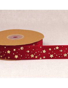 Nastro velluto stelle di Natale - Rosso
