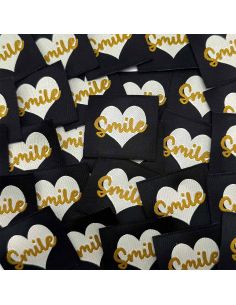 Set di 5 etichette tessute da cucire Smile