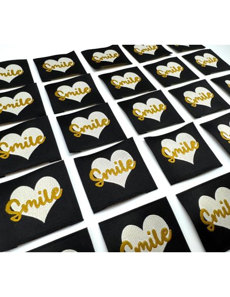Set di 5 etichette tessute da cucire Smile