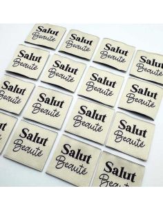 Set di 5 etichette tessute da cucire Ciao bellezza - Crema 2