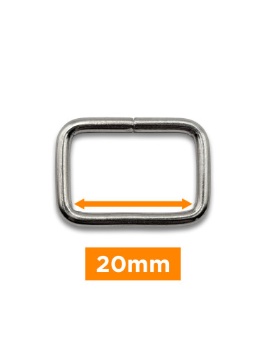 Fibbia rettangolare - Argento 20 mm