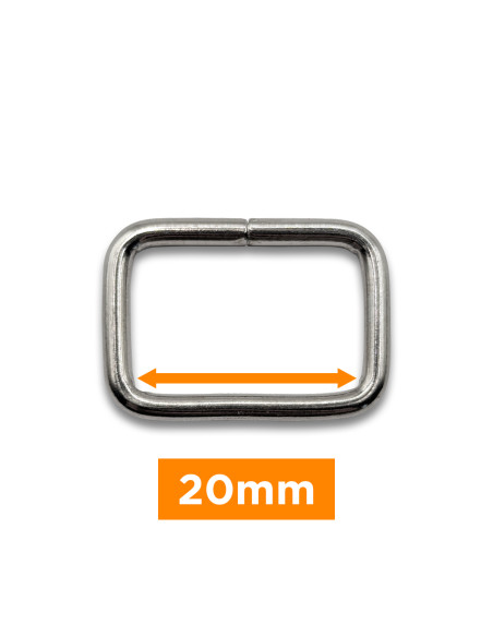 Fibbia rettangolare - Argento 20 mm