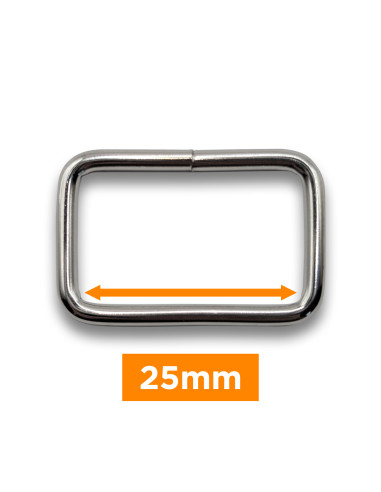 Fibbia rettangolare - Argento 25 mm