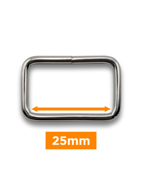 Fibbia rettangolare - Argento 25 mm