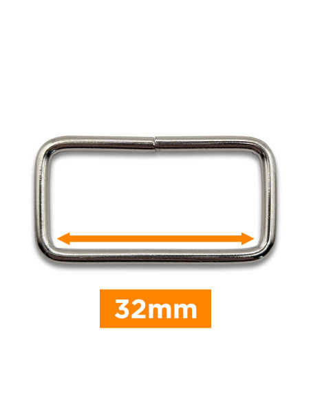 Fibbia rettangolare - Argento 32 mm