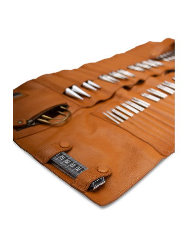 Custodia in pelle per aghi circolari Muud Stockholm XL - Whisky