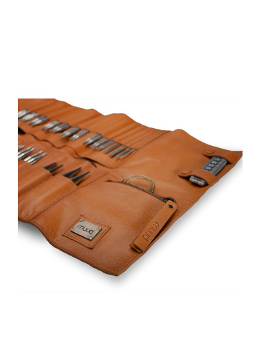 Custodia in pelle per aghi circolari Muud Stockholm XL - Whisky