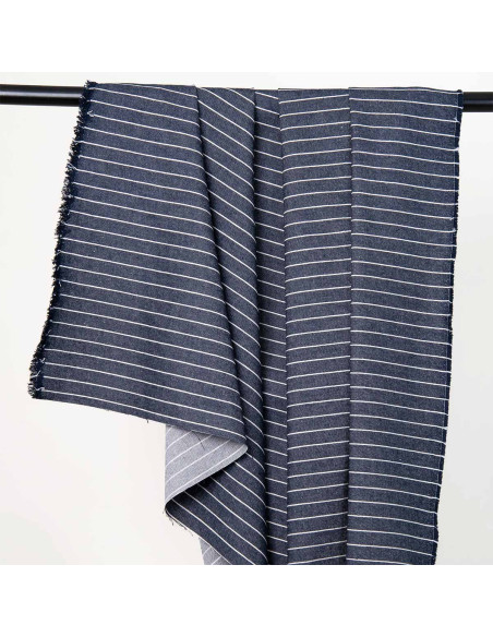 Tessuto Denim Wide Stripes Mid Blue - Atelier Brunette