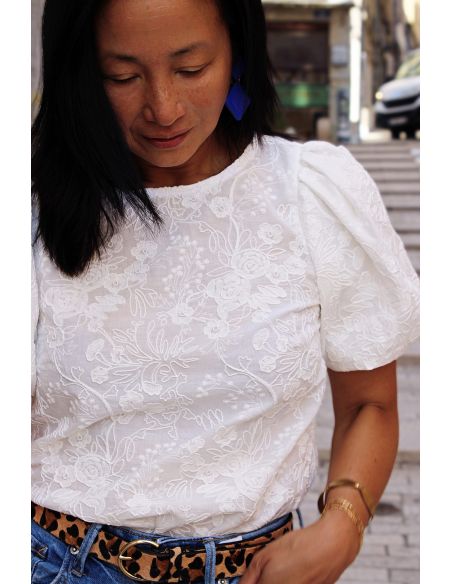 Tessuto ricamato inglese Alba bianco - My Dress Made