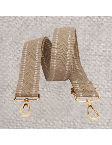 Tracolla a chevron con moschettoni - Beige