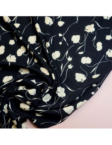 Tessuto twill viscosa Poppy - Nero