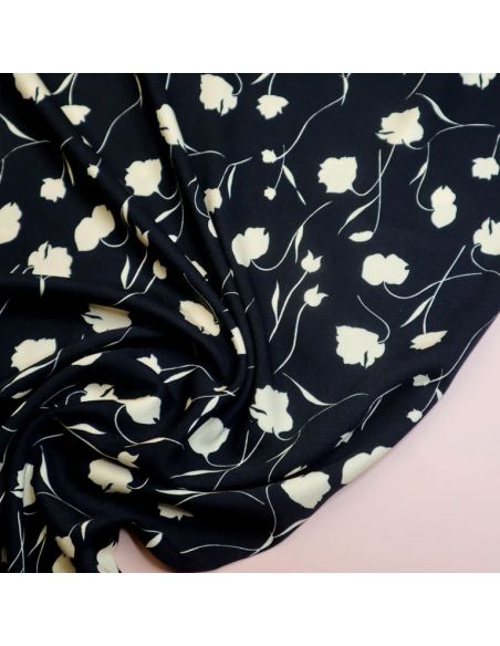 Tessuto twill viscosa Poppy - Nero