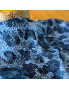 Tessuto viscosa fiammato Denim Leopardo - My Dress Made