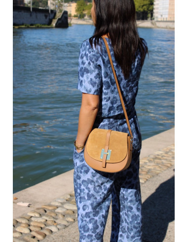 Tessuto viscosa fiammata Denim Leopardo - My Dress Made