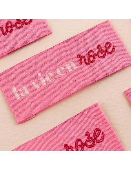 Set di 4 etichette da cucire - La vie en rose