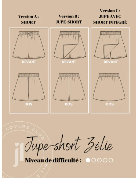 Modello di gonna e pantaloncini Zélie - Joli Lab