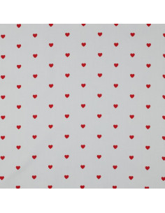 Tessuto popeline di cotone fantasia - Cuore rosso su sfondo bianco 2