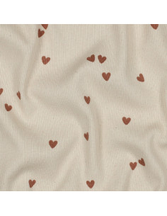 Tessuto jersey di cotone a maglia a coste - Cuori naturali 2