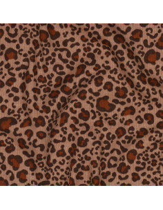Tessuto jersey di cotone a maglia a coste - Leopardo beige 2