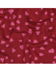 Tessuto felpato con cuori - Rosso