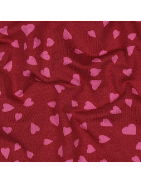 Tessuto felpato con cuori - Rosso