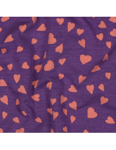 Tessuto felpato cuori - Viola