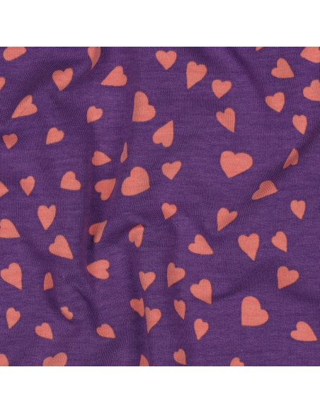 Tessuto felpato cuori - Viola