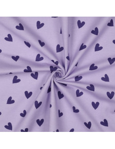 Tessuto flanella lavanda - Cuori fico