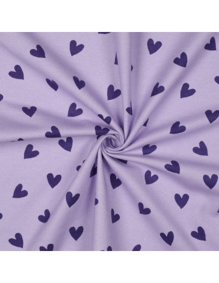 Tessuto flanella lavanda - Cuori fico