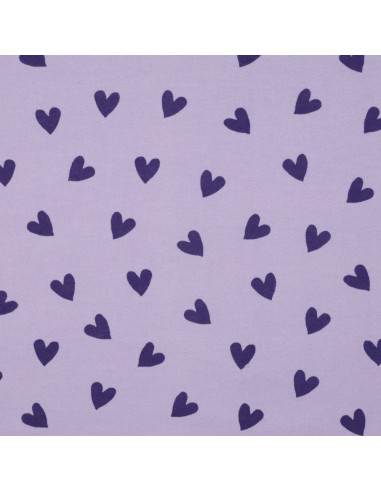 Tessuto flanella lavanda - Cuori fico