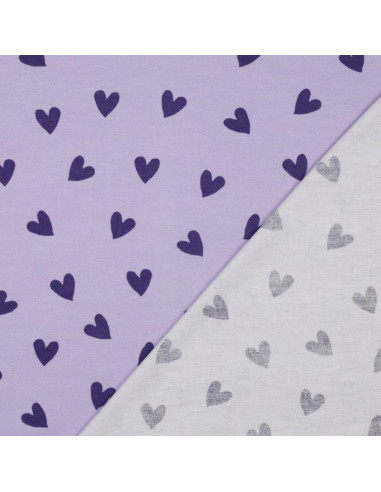 Tessuto flanella lavanda - Cuori fico