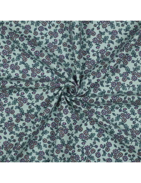 Tessuto flanella fiori - Menta