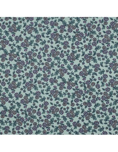 Tessuto in flanella a fiori - Menta