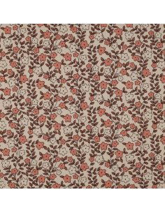 Tessuto jersey di cotone a maglia a coste - Fiori su sfondo naturale