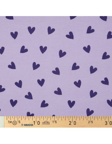 Tessuto flanella lavanda - Cuori fico