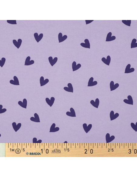 Tessuto flanella lavanda - Cuori fico