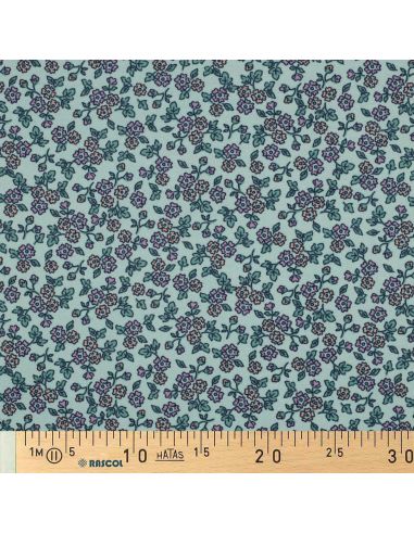 Tessuto flanella fiori - Menta