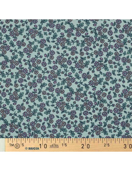 Tessuto flanella fiori - Menta