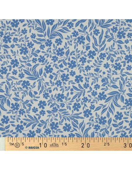 Tessuto jersey floreale - Blu su sfondo bianco